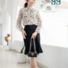 Chân váy ngang gối màu trắng/đen CV01202 - Ảnh 6