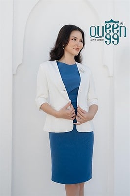 Alternative view of Đầm cổ tròn tay ngắn, xếp ly eo DCT3520