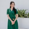 Đầm tơ cổ tim xếp ly D0220 - Ảnh 2
