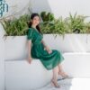 Đầm tơ cổ tim xếp ly D0220 - Ảnh 3
