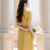 Đầm tơ cổ tim xếp ly D0220 - Ảnh 6