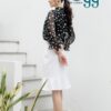 Chân váy ngang gối màu trắng/đen CV01202 - Ảnh 2