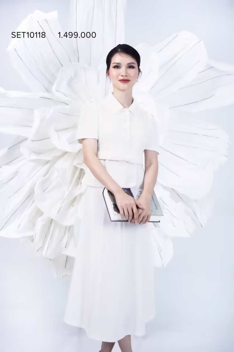 Áo Vest pha ren, chân váy xòe SET10118 - Ảnh 7