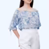 Áo kiểu phối họa tiết tay lỡ AM12420 - Ảnh 4