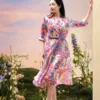 Đầm sơ mi hoa dáng xòe DN7205 - Ảnh 2
