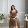 Đầm tơ Hàn nâu Tanin DH18185 - Ảnh 2