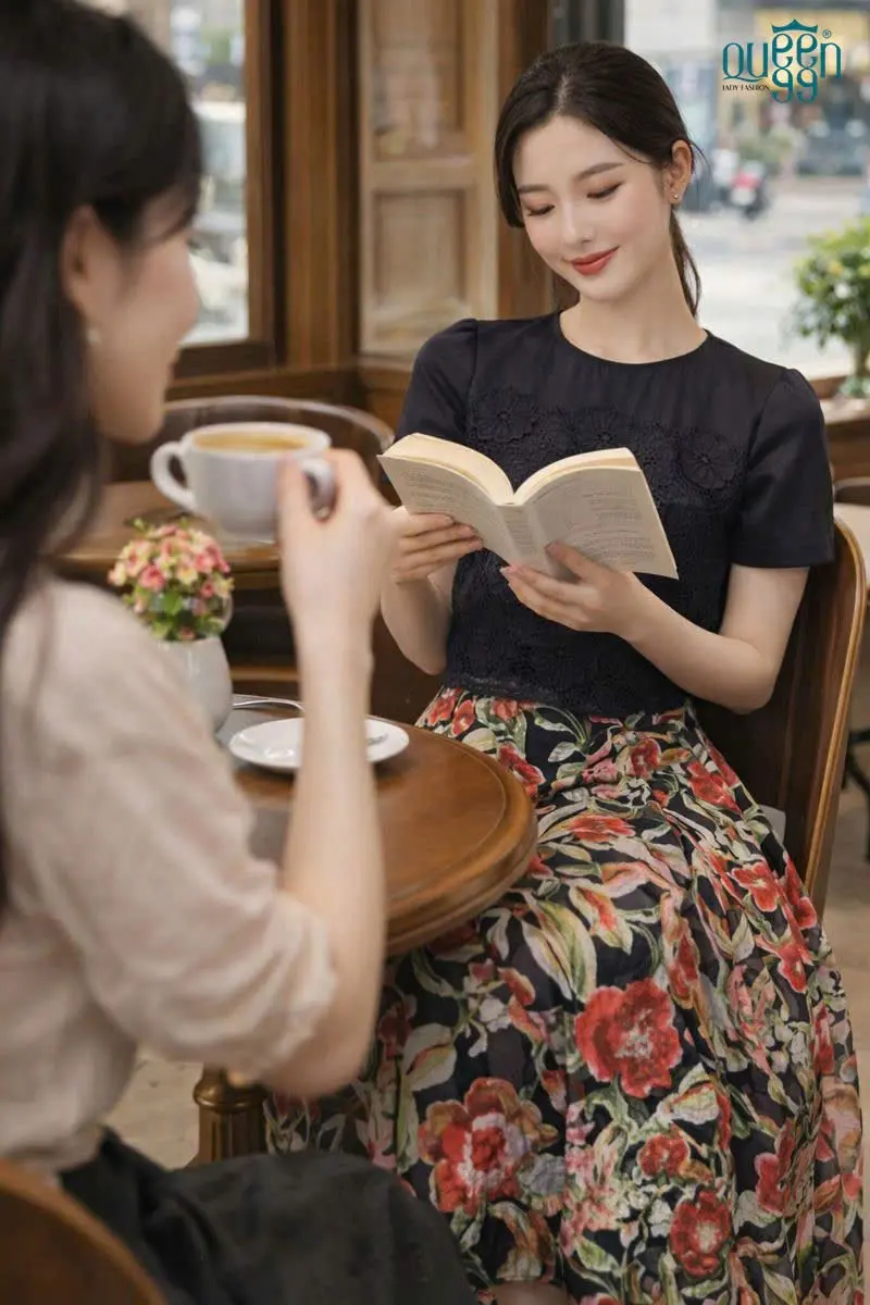 Chân váy hoa xếp ly CVX37 - Ảnh 3